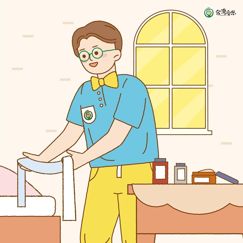 台灣受恩的品牌大使--管家阿福是受恩居服員、照服員團隊的化身，代表的正是黑暗中尋找希望的溫暖力量。(圖片來源/台灣受恩)